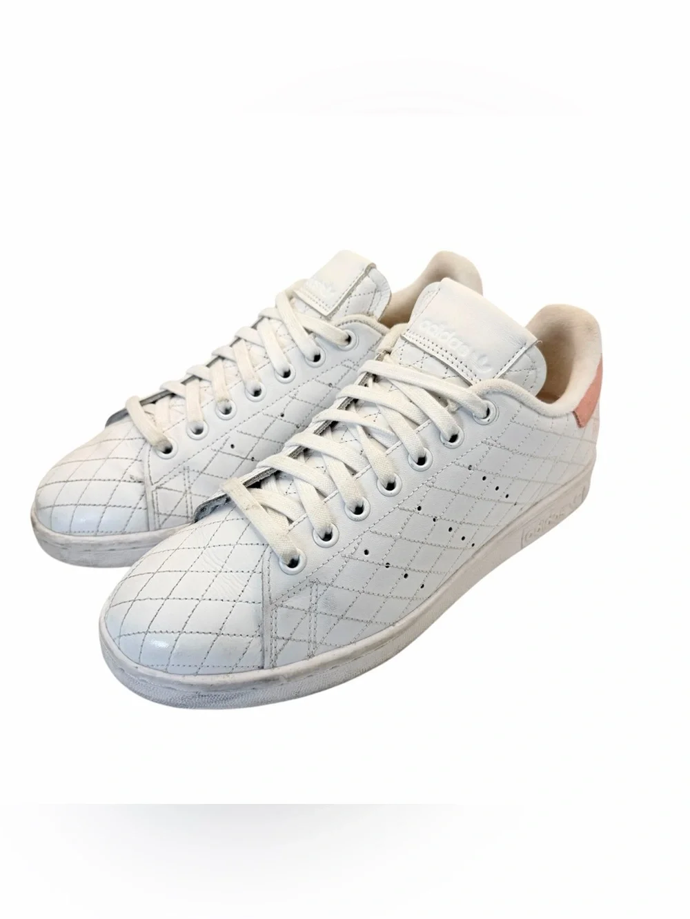 Adidas Stan Smith Quilted Leather Sneakers | White/Pink | Men’s Size 8.5